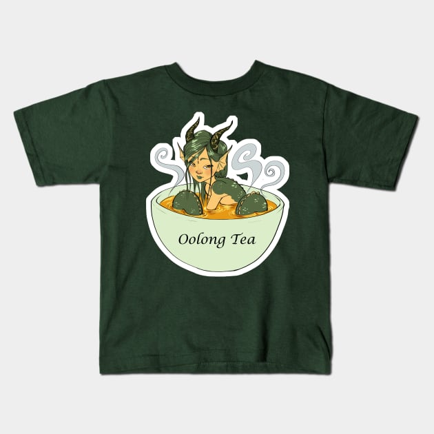 Oolong Tea Mermaid Kids T-Shirt by TessRosenthal